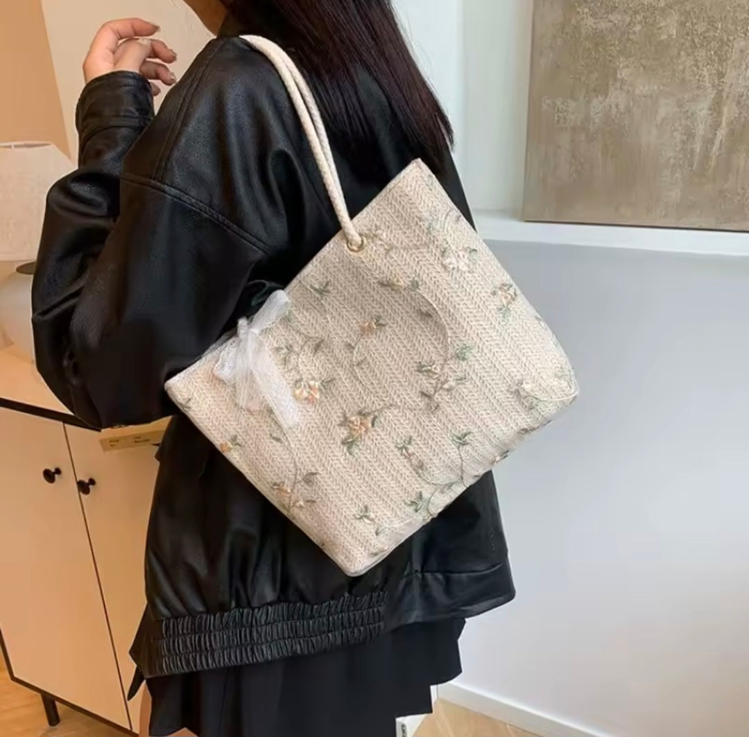 Woven Floral Bag
