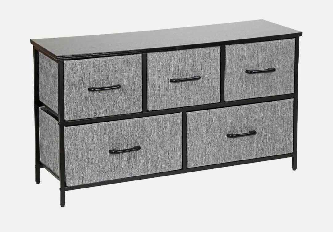 5 Drawer Fabric Chest Of Drawers With Metal Frame