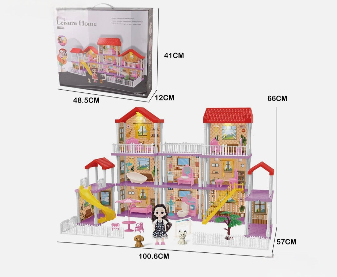 Doll House With Furniture And Dolls