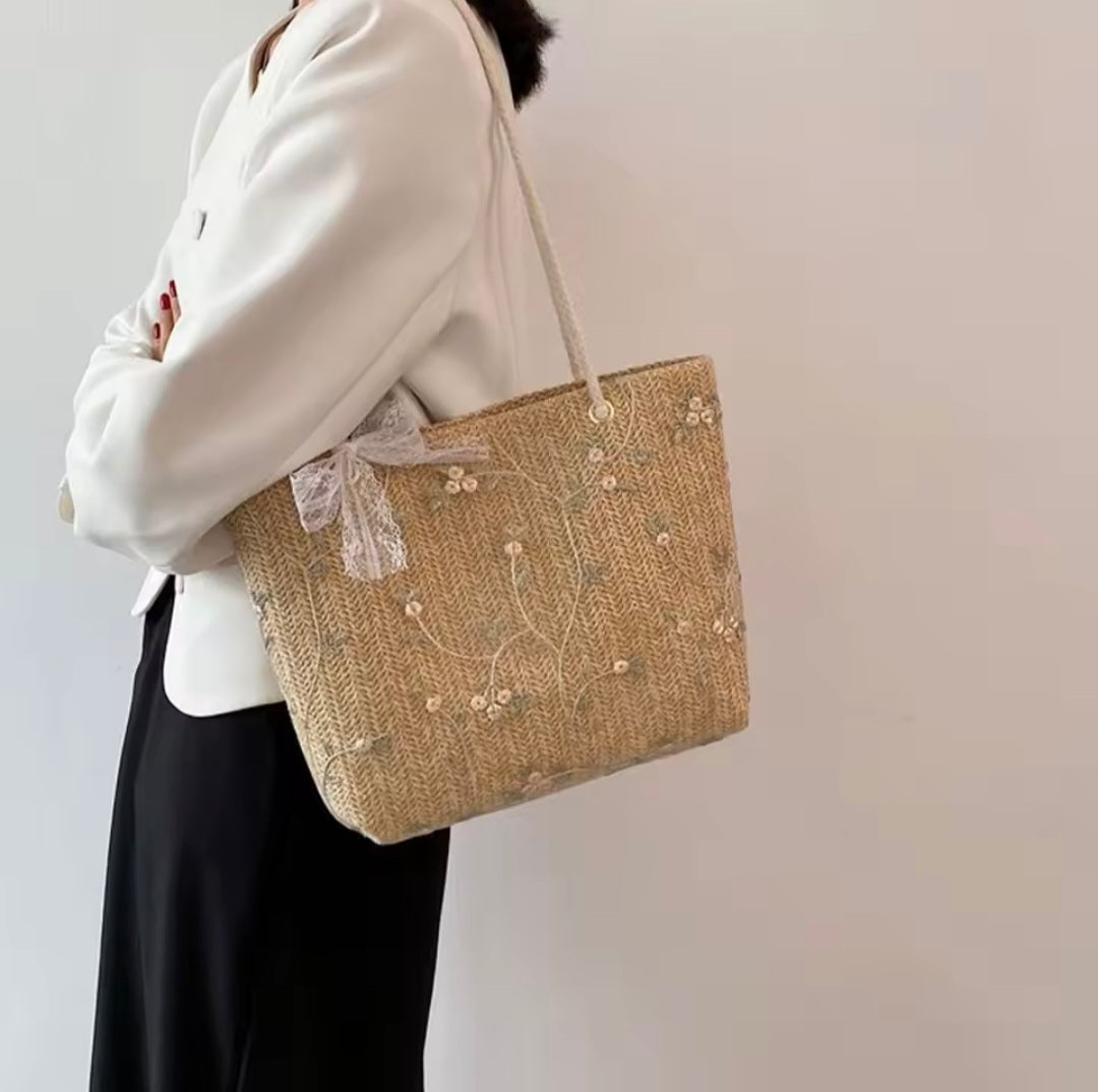 Woven Floral Bag
