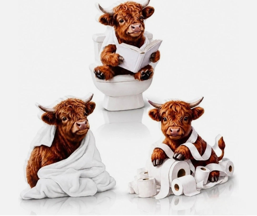 Highland Cow Ornament Set
