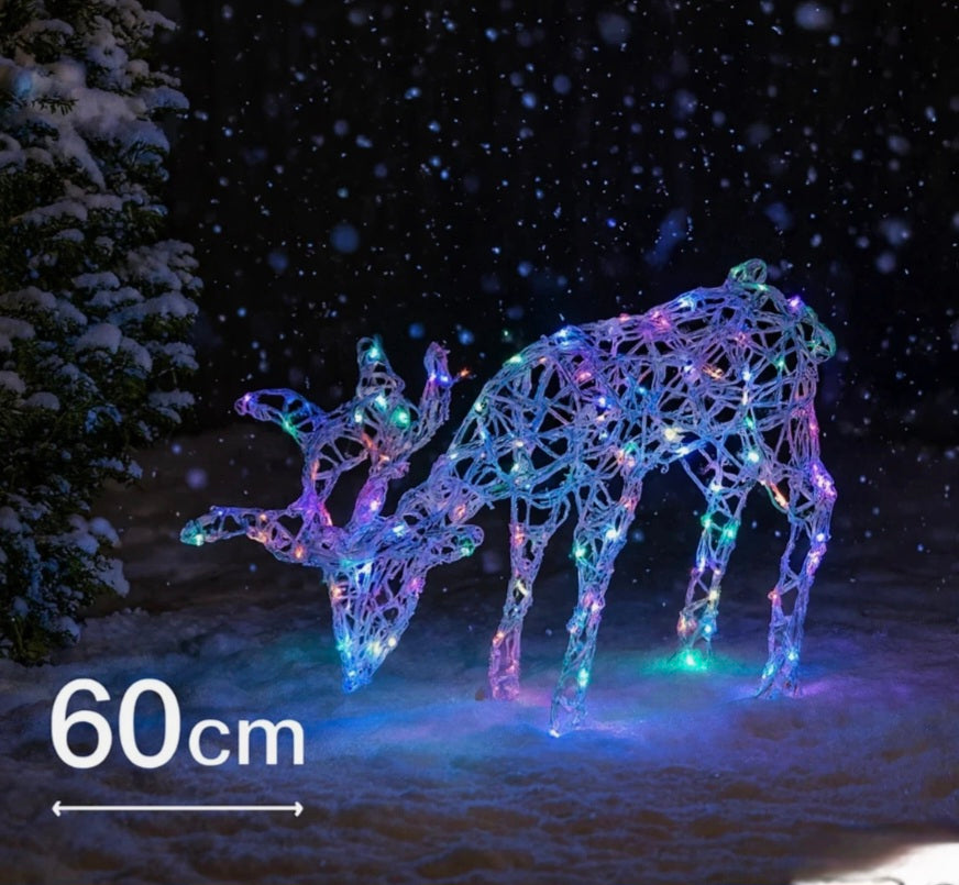 Grazing Deer Decoration With 80 Lights 60cm