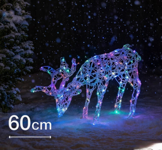 Grazing Deer Decoration With 80 Lights 60cm
