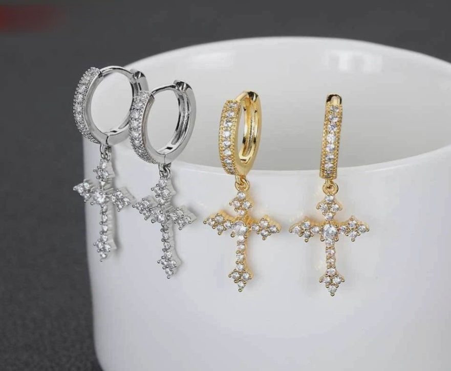 Crystal Cross Earrings