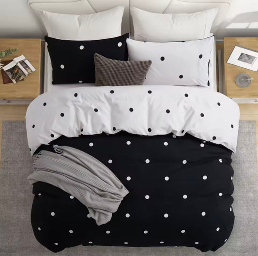 Reversible Polka Dot Duvet Set- Double
