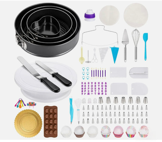Cake Decorating Kit with Turntable and Cake Tins 540Pcs