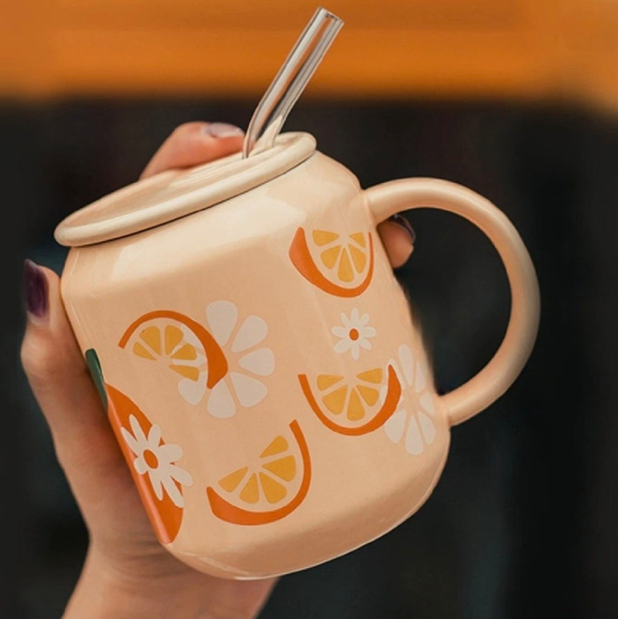 Mug with Lid and Straw