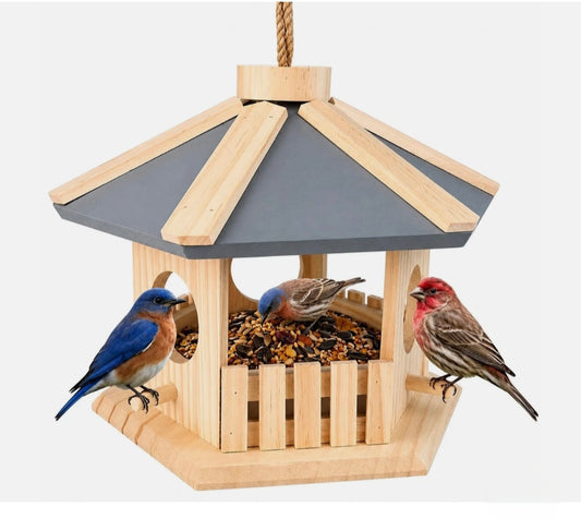 Wooden Bird Feeder With Perches