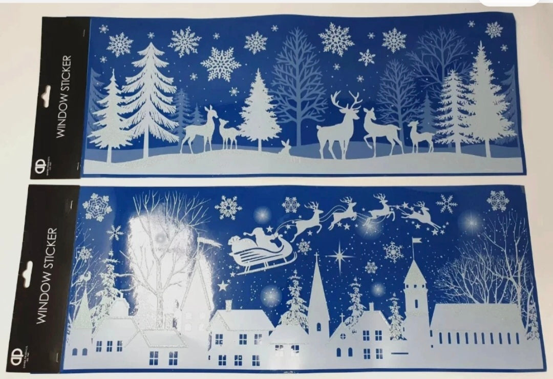 Long Snow Scene Window Sticker