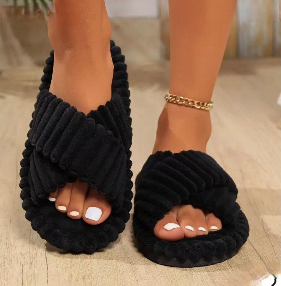 Womens Cross Strap Slippers