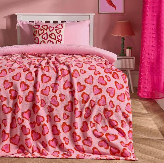 Leopard Print Heart Fleece Blanket