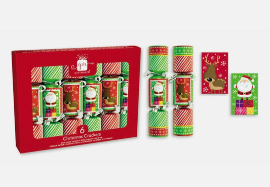 6 Mini Christmas Crackers Santa & Friends