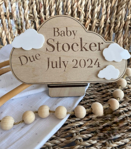 Engraved Wooden Baby Announcement Sign