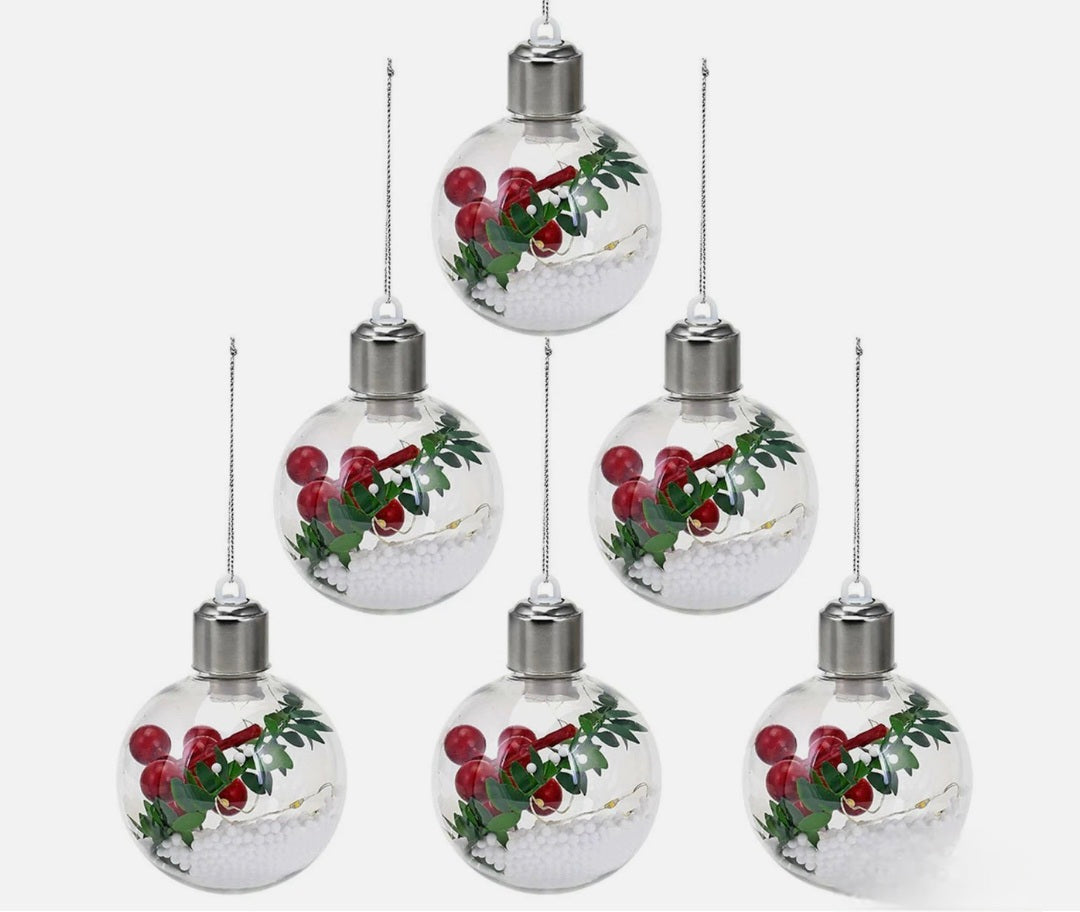 6 Pack Light Up Christmas Baubles