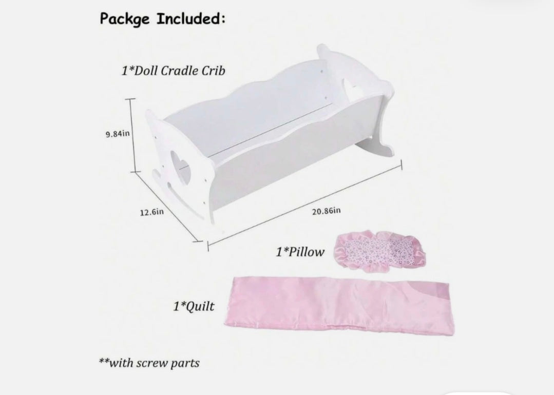 Dolls Large Wooden Rocking Cradle
